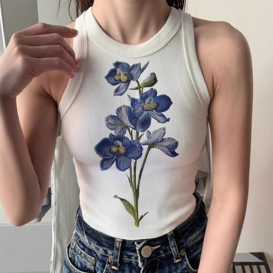 Damen ärmelloses Oberteil mit floralem Stickdesign R&B