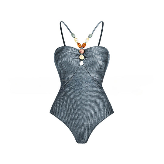 Damen Einteiliger Badeanzug mit modischen Schmuckdetails R&B