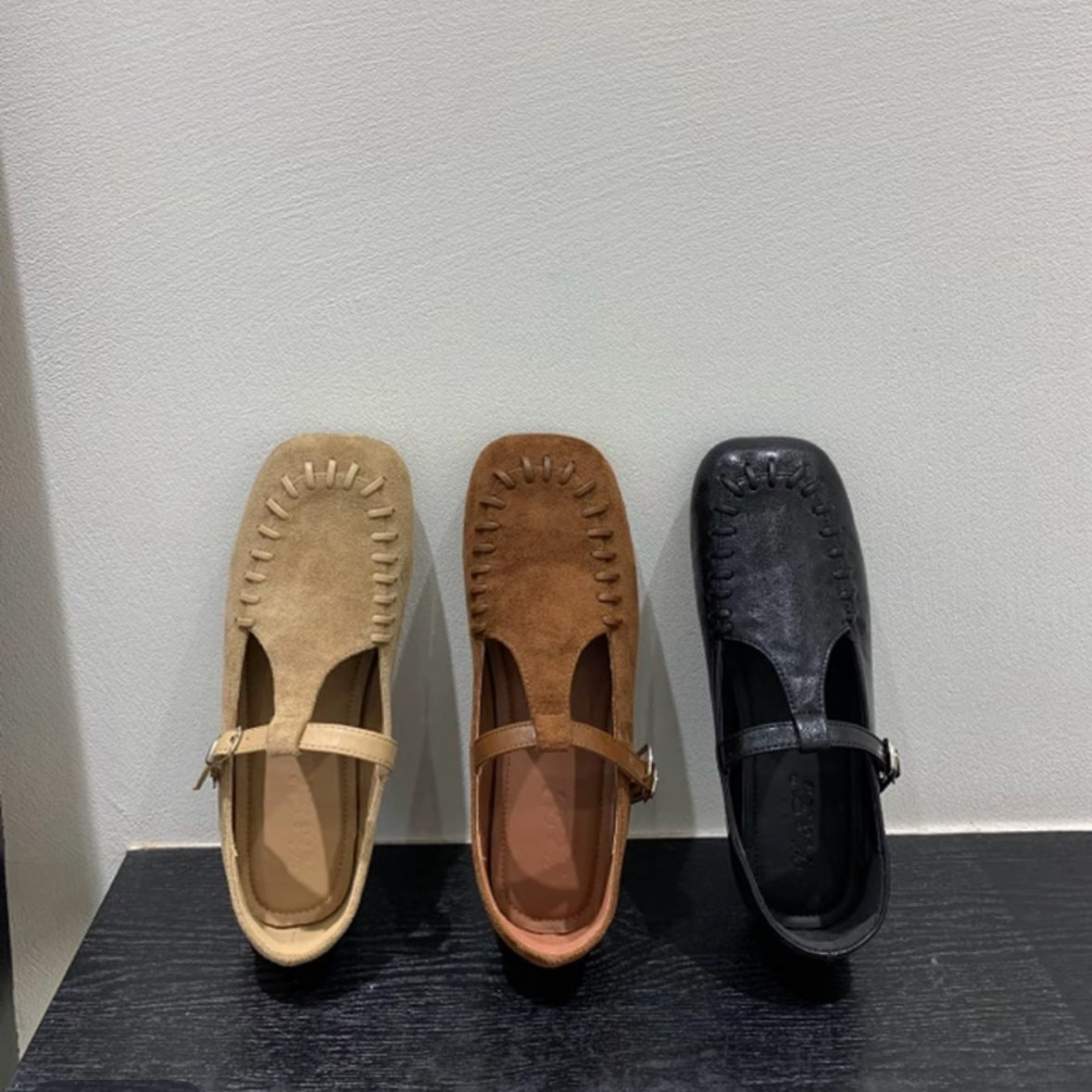 Damen Mokassins mit dekorativen Stichen und verstellbarem Riemchen R&B