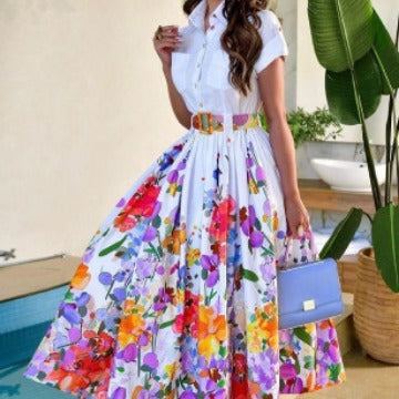 Damen Maxikleid mit schickem Floral-Design und tailliertem Schnitt R&B