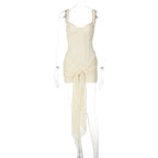Damen Elegantes Kleid mit Spitzenverzierungen und Raffungsdetails R&B