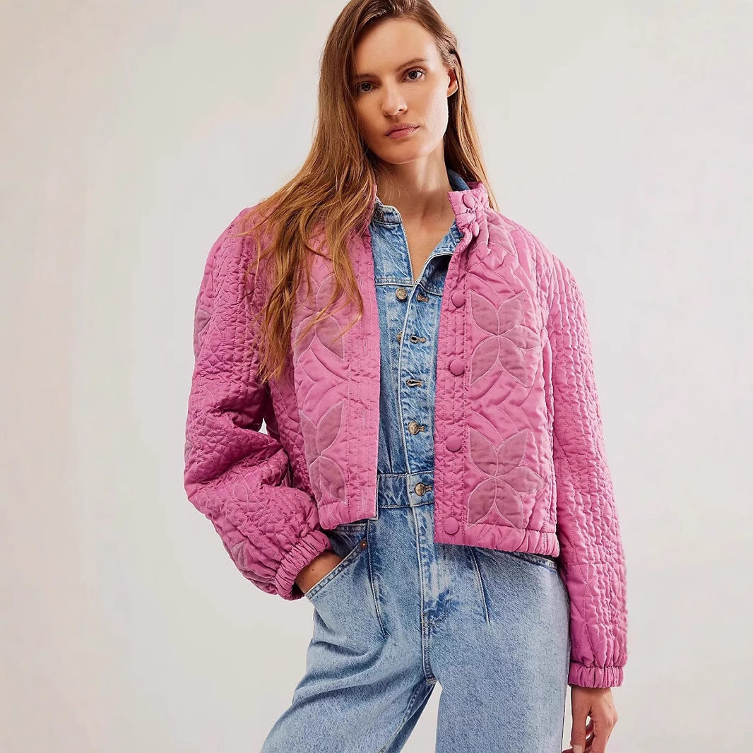 Damen gesteppte Blumenjacke R&B