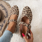 Damen Ballerinas mit Riemchen und Leopardenmuster R&B