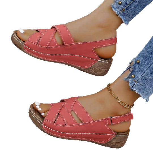 Damen Komfortable Wedge-Pantoletten mit verstellbaren Riemen R&B