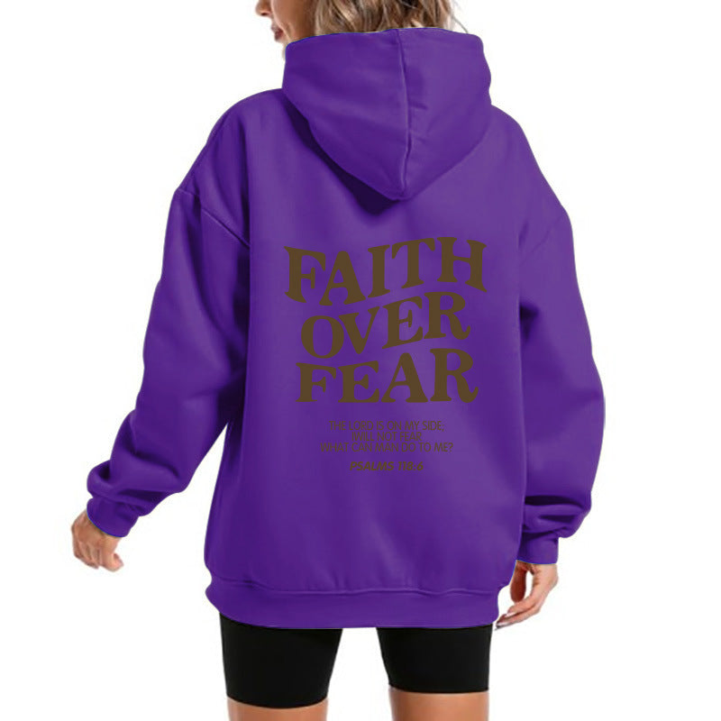 Damen Kapuzensweater mit motivierendem Schriftzug und bequemem Schnitt R&B