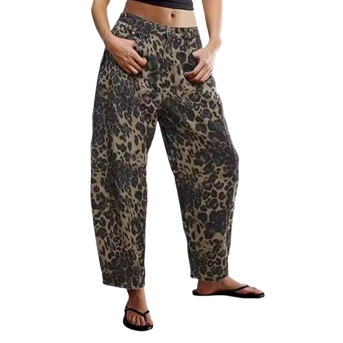 Damen Leichte Sommerhose im Leopardenmuster R&B
