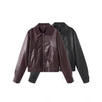 Damen modische Kunstlederjacke mit raffinierter Passform R&B