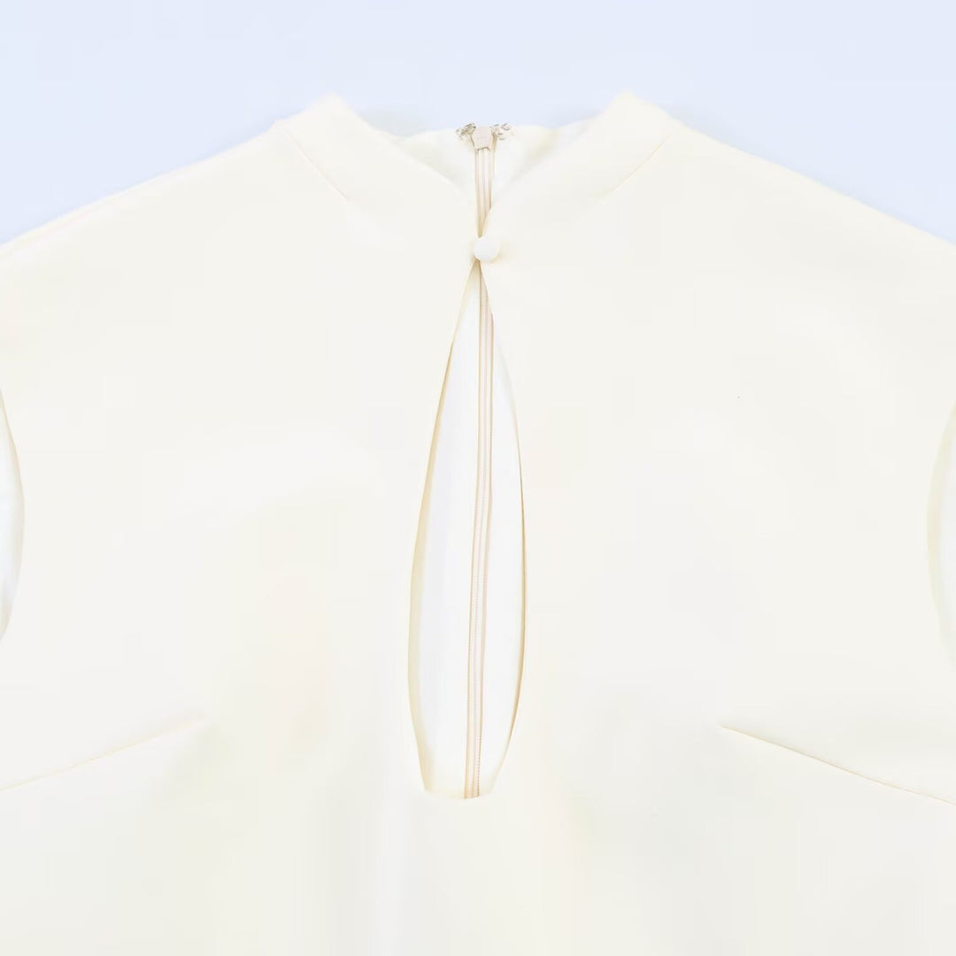 Damen figurbetontes Sommerkleid mit V-Ausschnitt und Rückenschlitz R&B