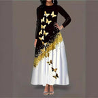 Damen Maxikleid mit elegantem Design und lR&Bendigem Schmetterlingsdruck R&B