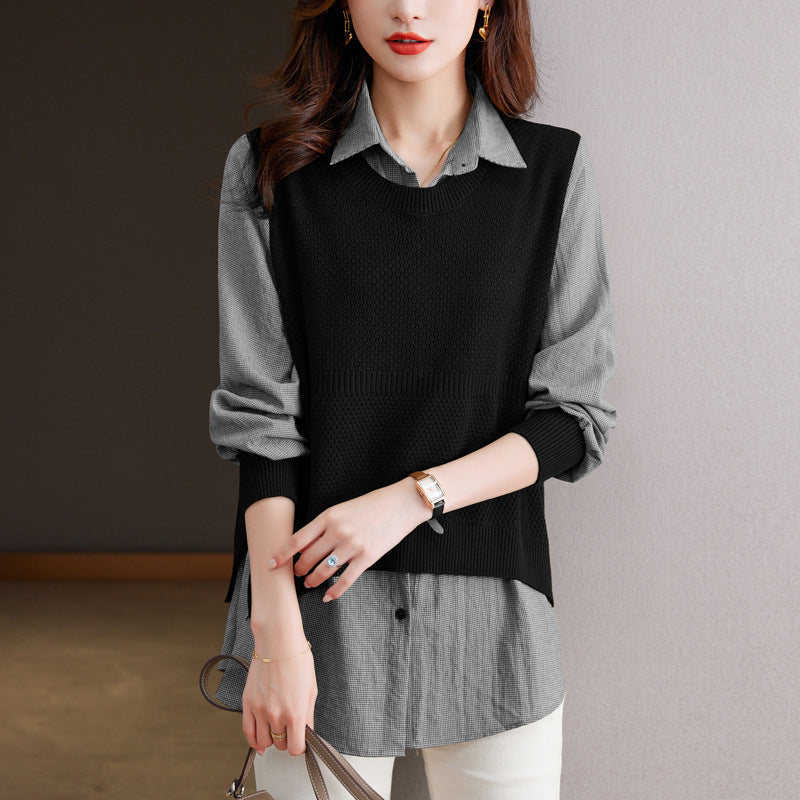 Damen Strickpullover mit einzigartiger Layered-Optik und feiner Struktur R&B