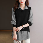 Damen Strickpullover mit einzigartiger Layered-Optik und feiner Struktur R&B
