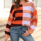 R&B | Farbiger Gestreifter Strickpullover Mit Stil