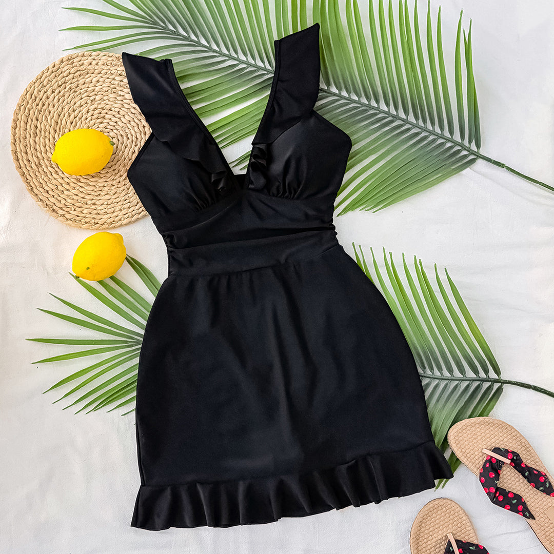 Damen Eleganter Badeanzug mit Rüschendetails R&B