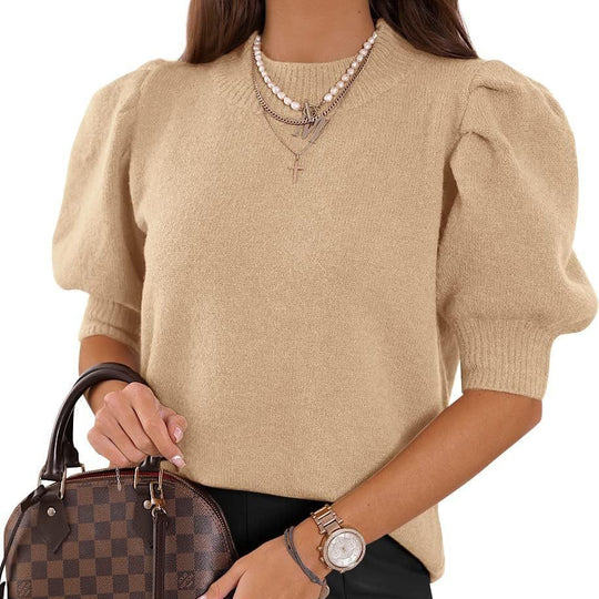 Damen Puffärmel Strickpullover R&B