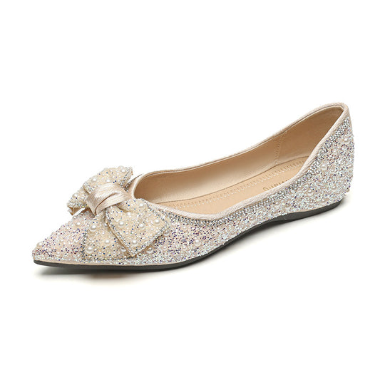 Damen Ballerinas mit funkelnden Strass- und Perlenapplikationen R&B