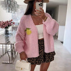 Damen Strickjacke mit fröhlichem Ananas-Motiv und oversized Schnitt R&B
