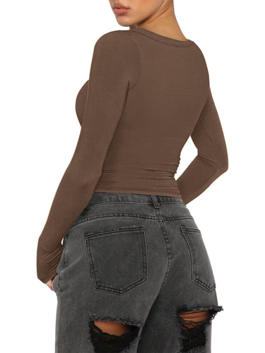 Damen Figurbetontes Langarmshirt aus elastischem Stoff R&B