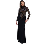 Damen Elegantes Langarm Kleid aus Spitze mit geraffter Silhouette R&B