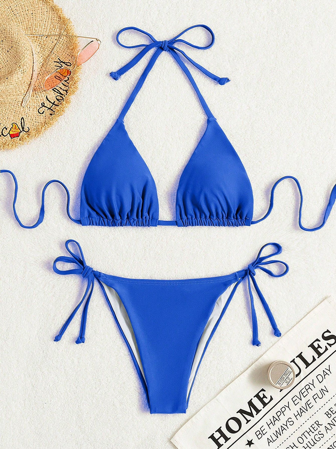 Damen Triangel-Bikini mit verstellbaren Bändern und elastischem Taillenbund R&B