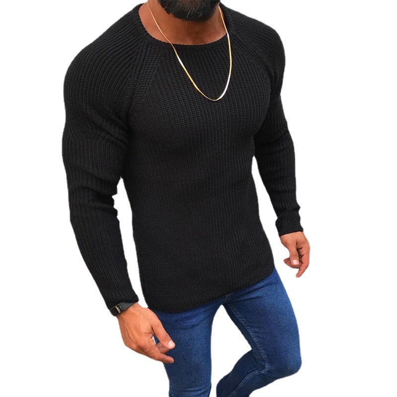 Herren Strickpullover mit strukturierter Oberfläche und Raglanärmeln R&B