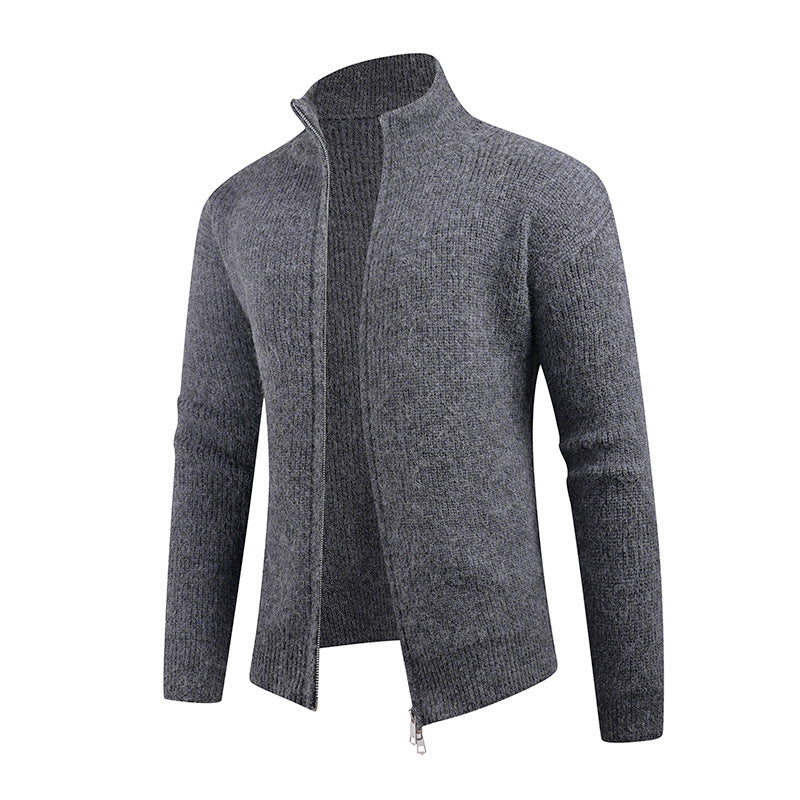 Herren Strickpullover mit hohem Kragen und dekorativem Reißverschluss R&B