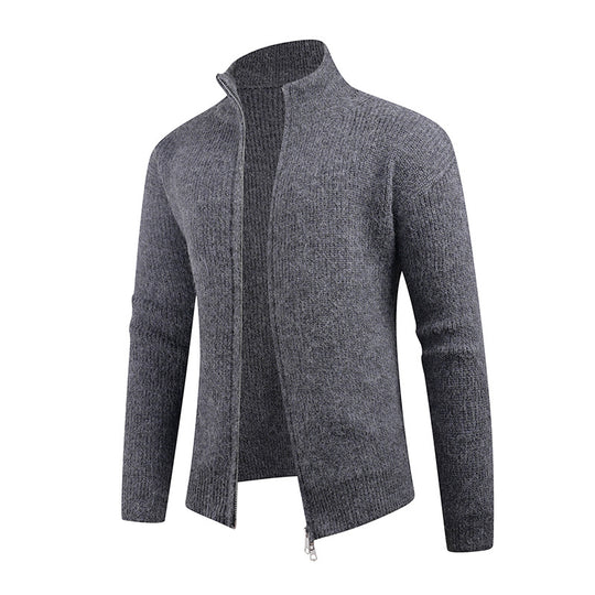 Herren Strickpullover mit hohem Kragen und dekorativem Reißverschluss R&B