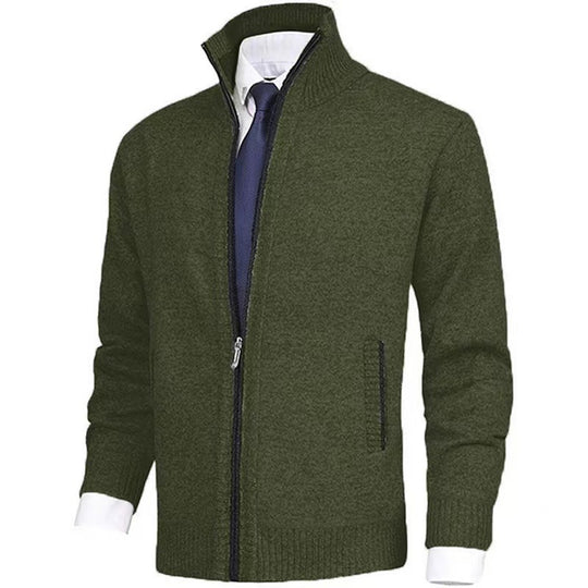 Herren modische Strickjacke mit hohem Kragen und durchgehendem Reißverschluss R&B