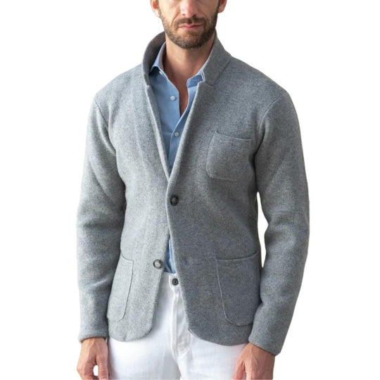 Herren modern geschnittener Strickmantel mit komfortablem Kragen und praktischen Taschen R&B