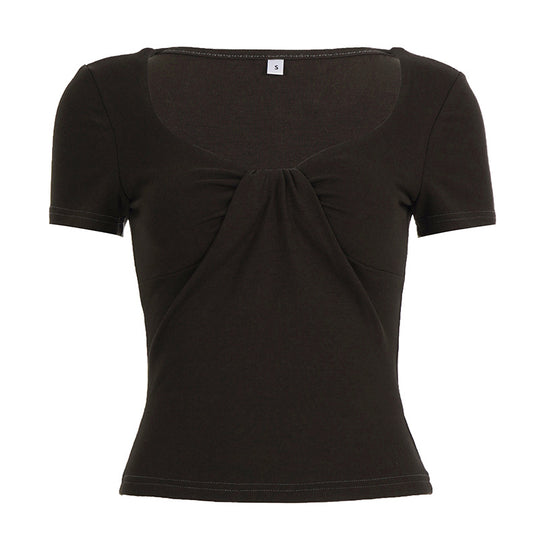 Damen figurbetontes Shirt mit schickem Bindedetail R&B