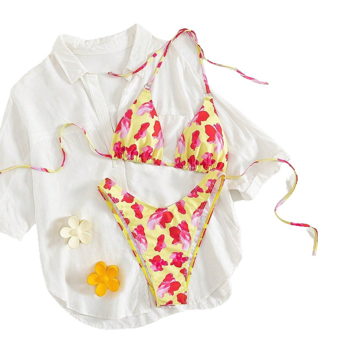 Damen Triangel-Bikini-Set mit floralem Design R&B