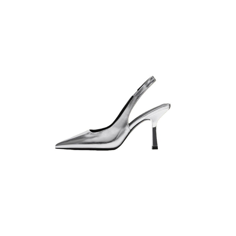 Damen Slingback High Heel Pumps mit elegantem metallic Finish R&B