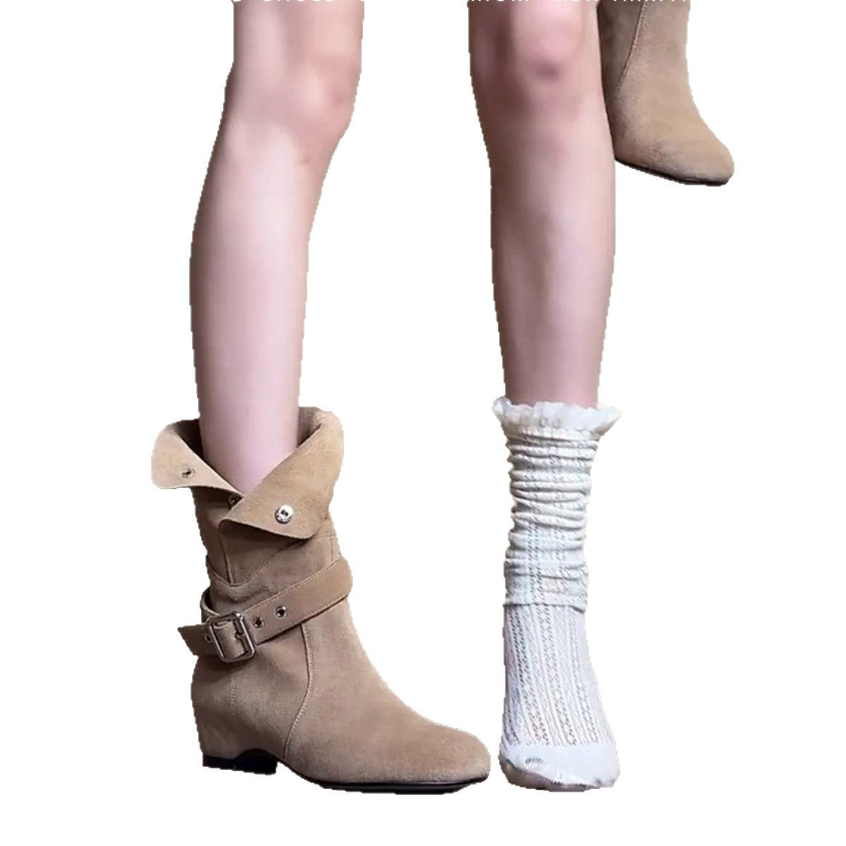 Damen Stiefeletten aus hochwertigem Wildleder mit modischem Schnallenakzent R&B