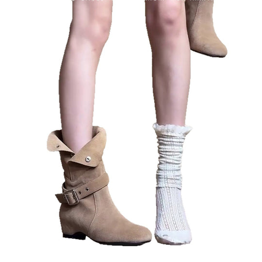 Damen Stiefeletten aus hochwertigem Wildleder mit modischem Schnallenakzent R&B