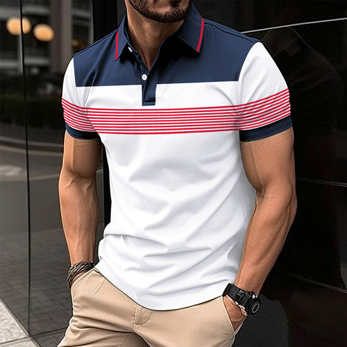 Herren Polo-Shirt mit modernem Karomuster und Knopfleiste R&B
