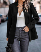 R&B | Blazer Taillierte Passform Wolltextur Kragenloses Minimalistisches Design