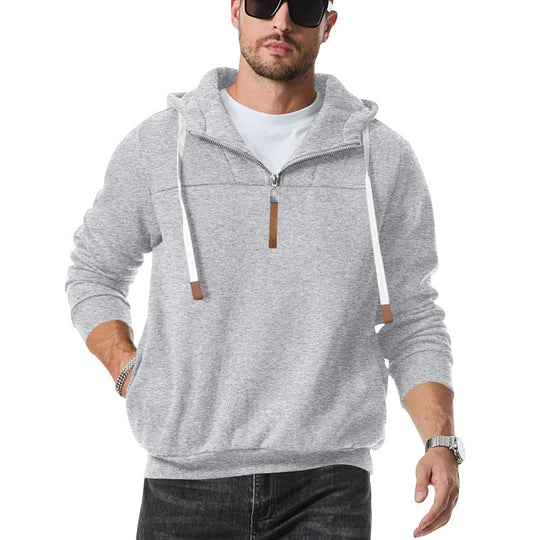 Herren modischer Kapuzenpullover mit Reißverschluss und dekorativen Details R&B