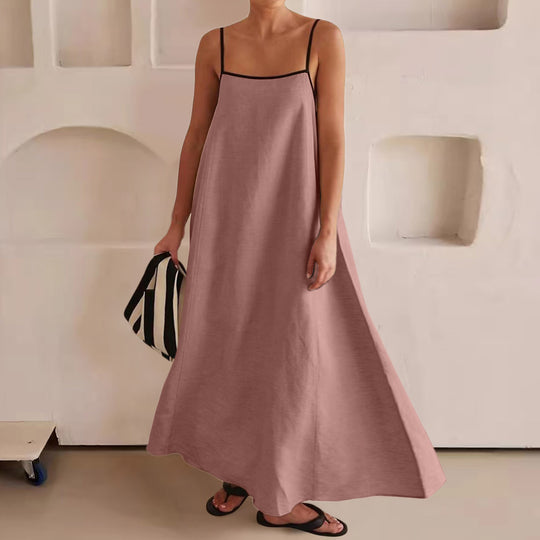 Damen Sommerliches Maxikleid mit schmalen Spaghettiträgern und fließendem Schnitt R&B