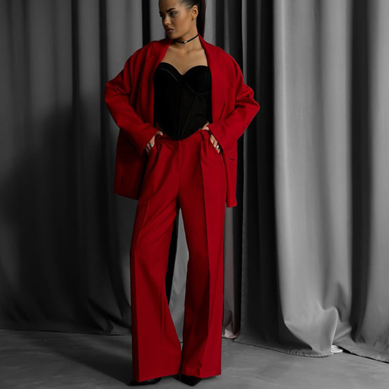 Damen elegantes Blazer-Set mit weitem Schnitt R&B