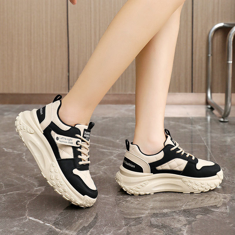 Damen modische Chunky Sneakers mit strapazierfähigem Obermaterial und bequemer Dämpfung R&B