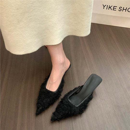 Damen elegante Mules mit rüschendem Design R&B