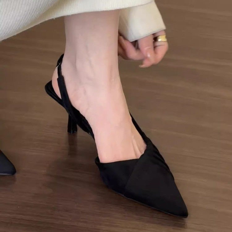 Damen Elegante Slingback-Pumps mit feinen Falten und spitzem Zehenbereich R&B