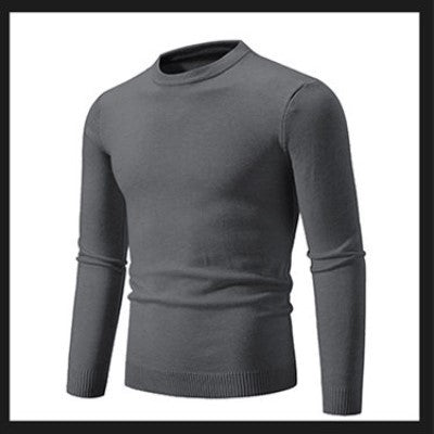 Herren Feiner Strickpullover mit Rundhalsausschnitt und Rippdetails R&B