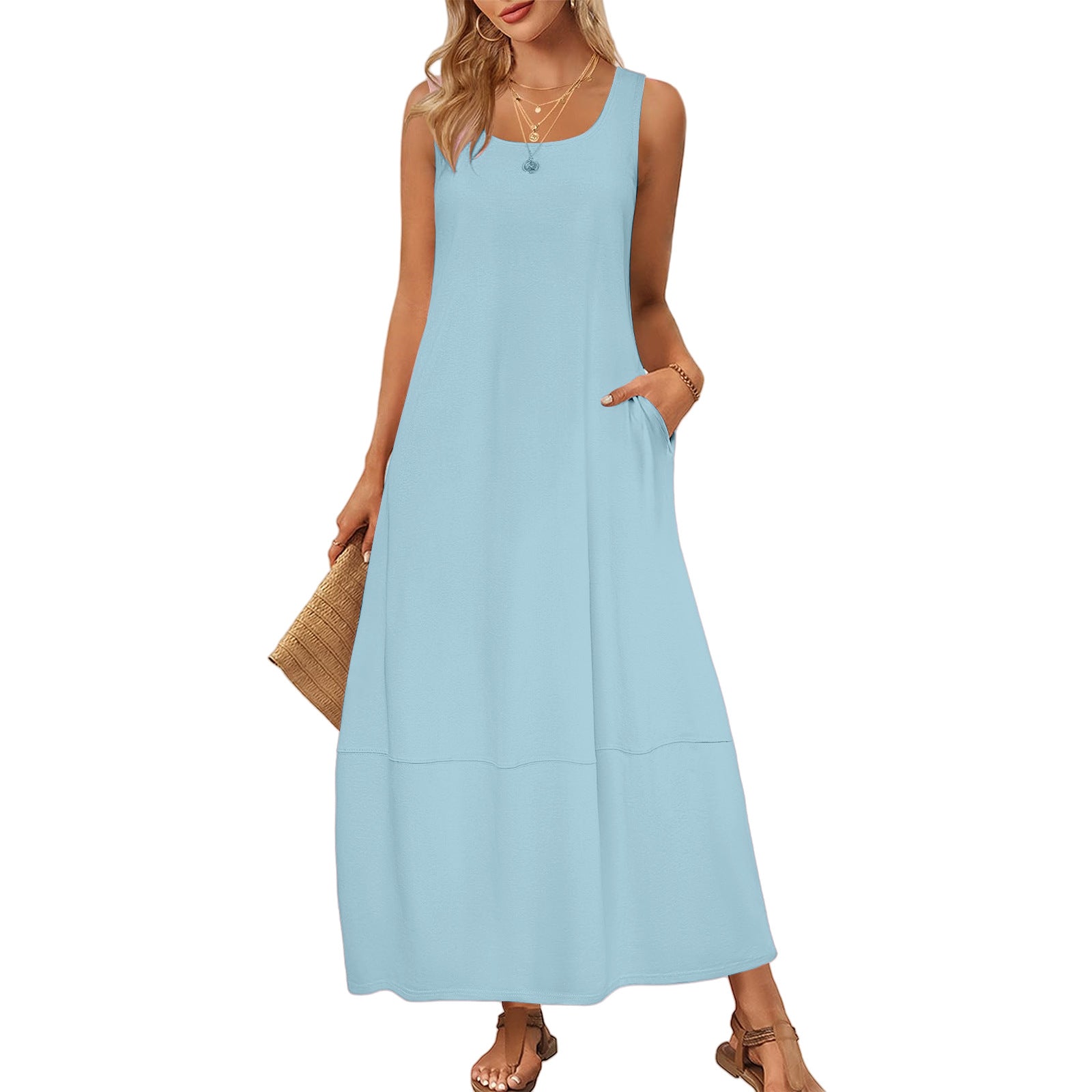 Damen Maxikleid im entspannten Schnitt mit praktischen Taschen R&B