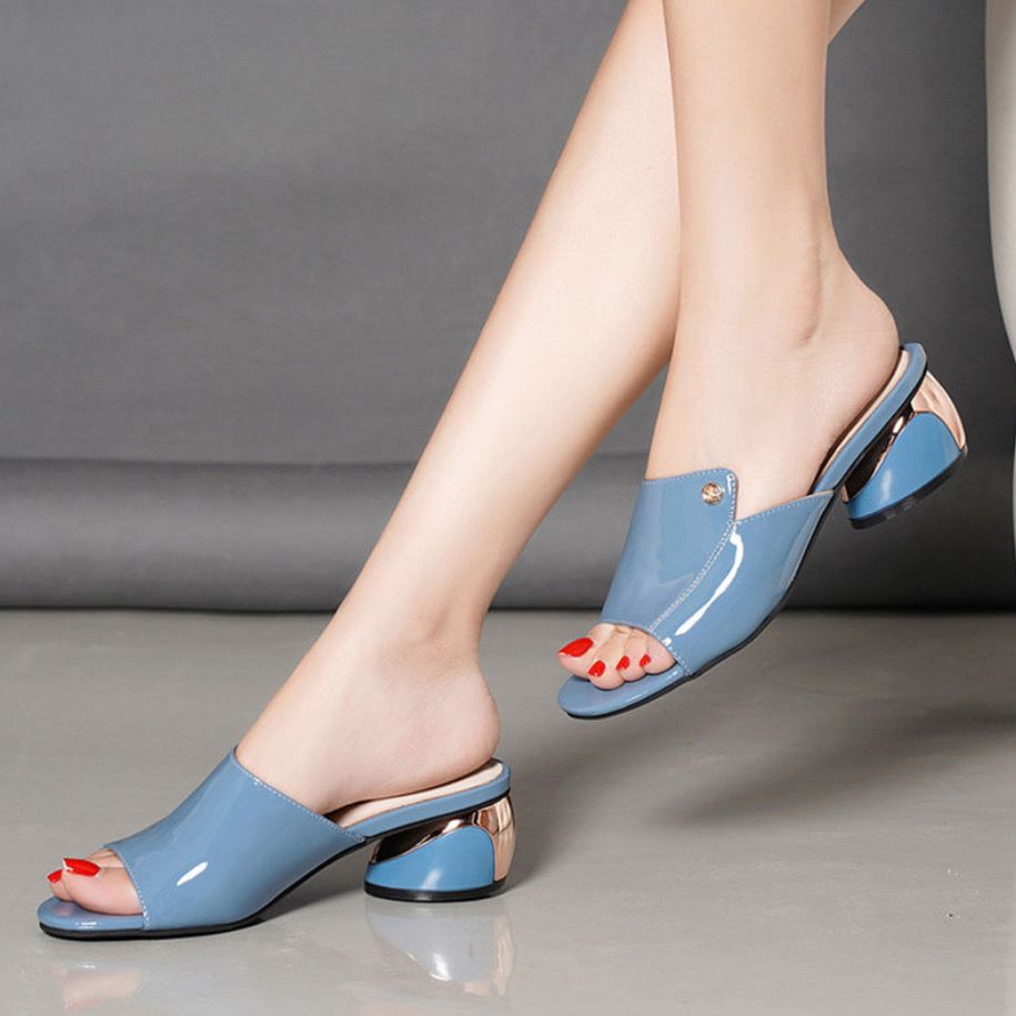Damen Elegante Mules mit glänzendem Absatz R&B