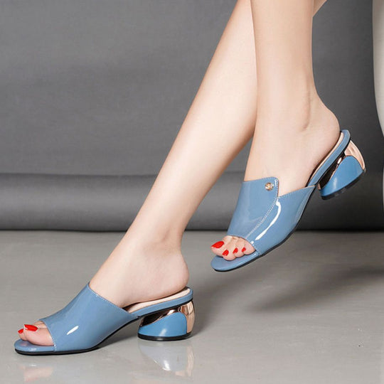 Damen Elegante Mules mit glänzendem Absatz R&B