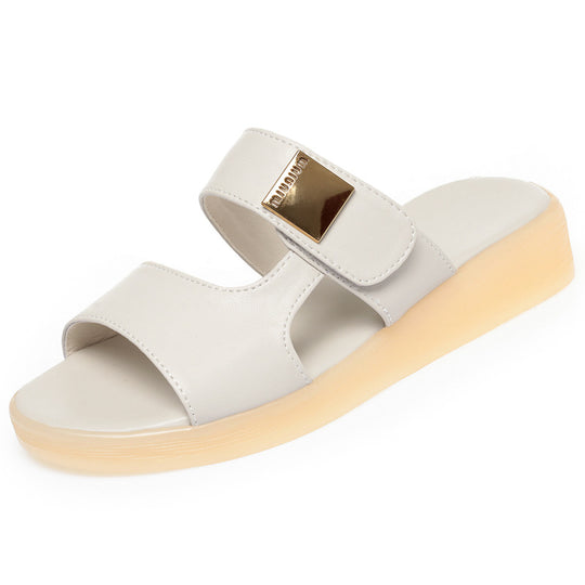 Damen Sandalen mit verstellbarem Riemen und goldenem Schmuckdetail R&B