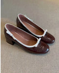 Damen Elegante Ballerina-Pumps mit verspieltem Schleifendetail und komfortablem Blockabsatz