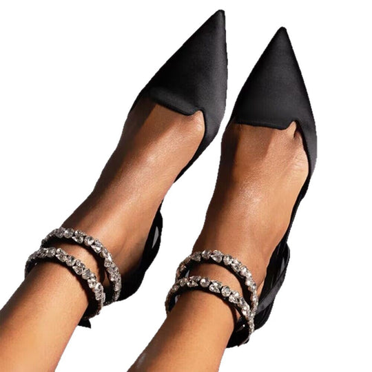 Damen elegante Slingback-Pumps mit funkelnden Strass-Akzenten R&B