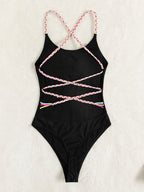 Damen eleganter Einteiler Badeanzug mit verstellbaren Trägern