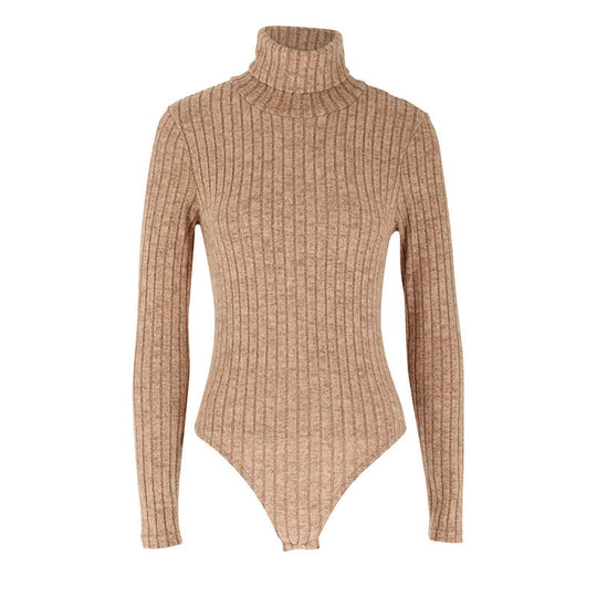 Damen Langarm-Bodysuit mit Rollkragen und feinem Rippmuster R&B
